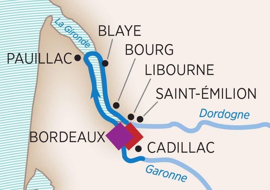 7 Nights | Taste of Bordeaux ROUNDTRIP BORDEAUX Map