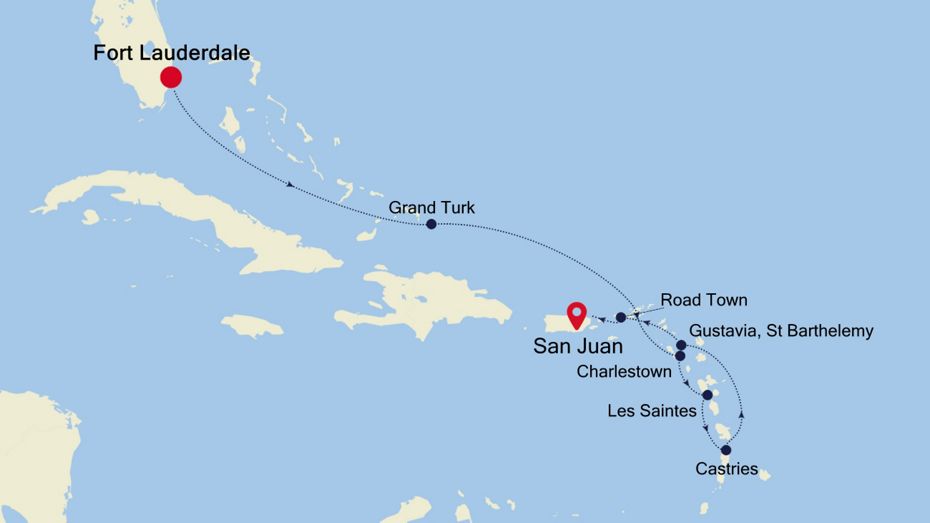 9 Days | Fort Lauderdale To San Juan Fort Lauderdale To San Juan Map