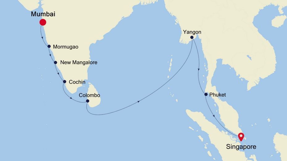 18 Days | Mumbai To Singapore Mumbai To Singapore Map
