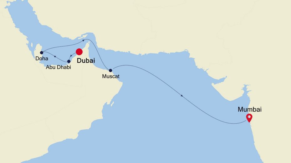 9 Days | Dubai To Mumbai Dubai To Mumbai Map
