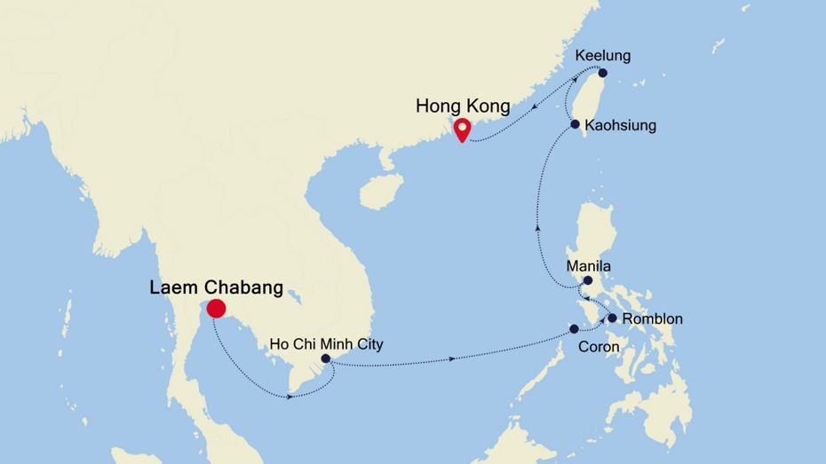 14 Days | Laem Chabang To Hong Kong Laem Chabang To Hong Kong Map