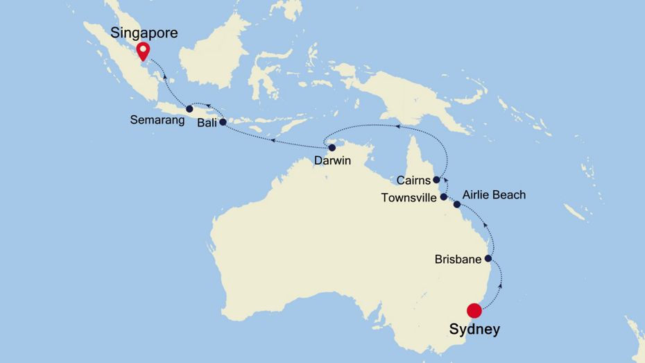 18 Days | Sydney To Singapore Sydney To Singapore Map