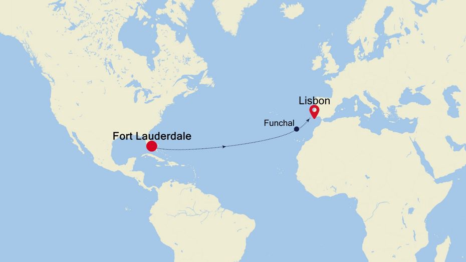 13 Days | Fort Lauderdale To Lisbon Fort Lauderdale To Lisbon Map