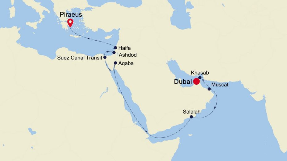 16 Days | Dubai To Piraeus Dubai To Piraeus Map