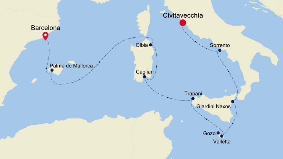 10 Days | Civitavecchia To Barcelona Civitavecchia To Barcelona Map