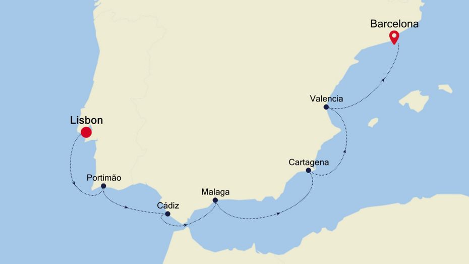 7 Days | Lisbon To Barcelona Lisbon To Barcelona Map