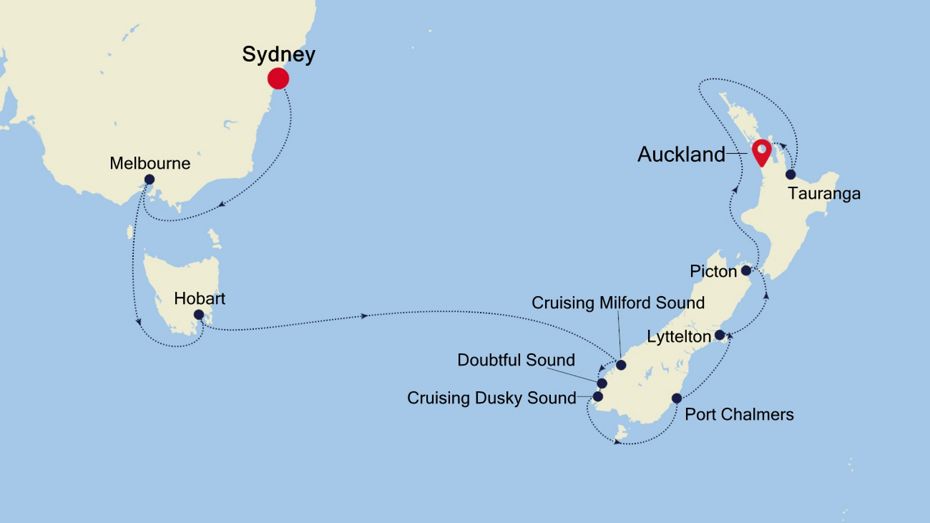 14 Days | Sydney To Auckland Sydney To Auckland Map