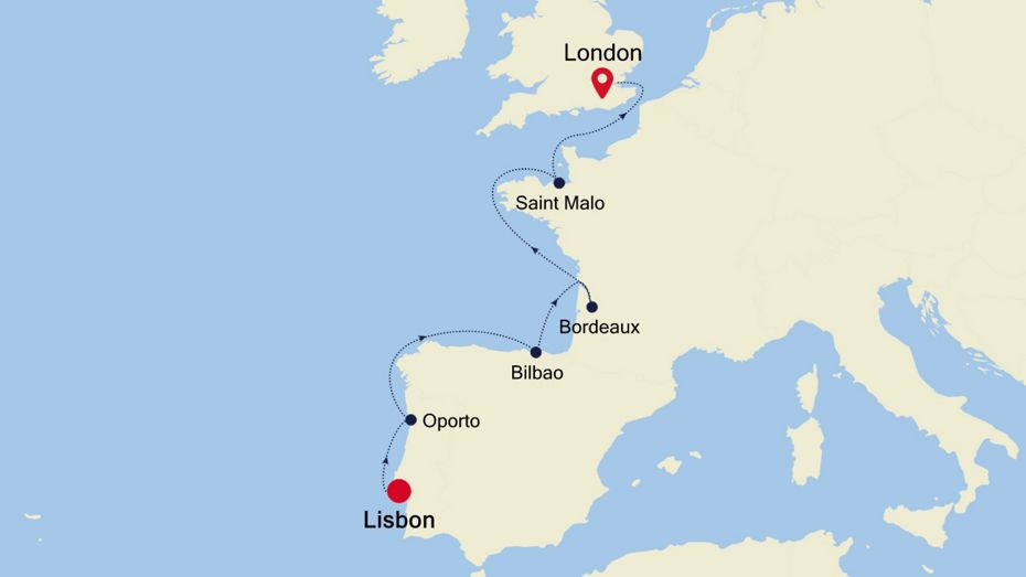 10 Days | Lisbon To London Lisbon To London Map