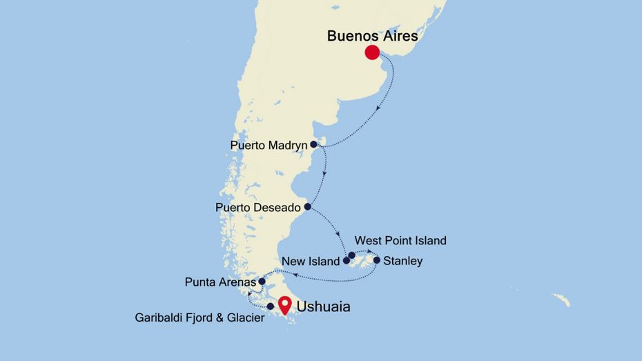 11 Days | Buenos Aires To Ushuaia Buenos Aires To Ushuaia Map