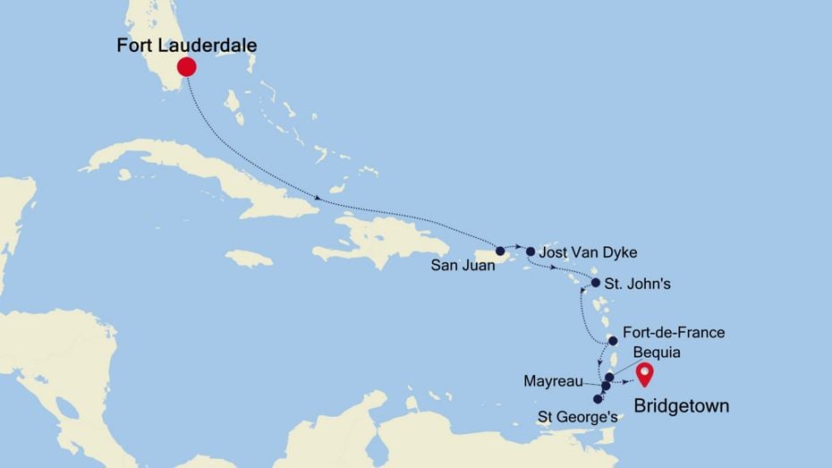 10 Days | Fort Lauderdale To Bridgetown Fort Lauderdale To Bridgetown Map