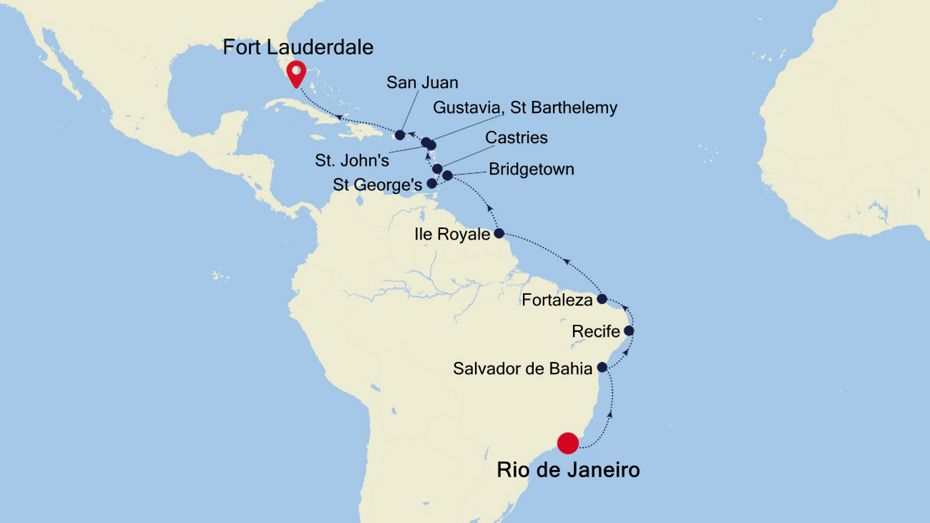 21 Days | Rio De Janeiro To Fort Lauderdale Rio De Janeiro To Fort Lauderdale Map