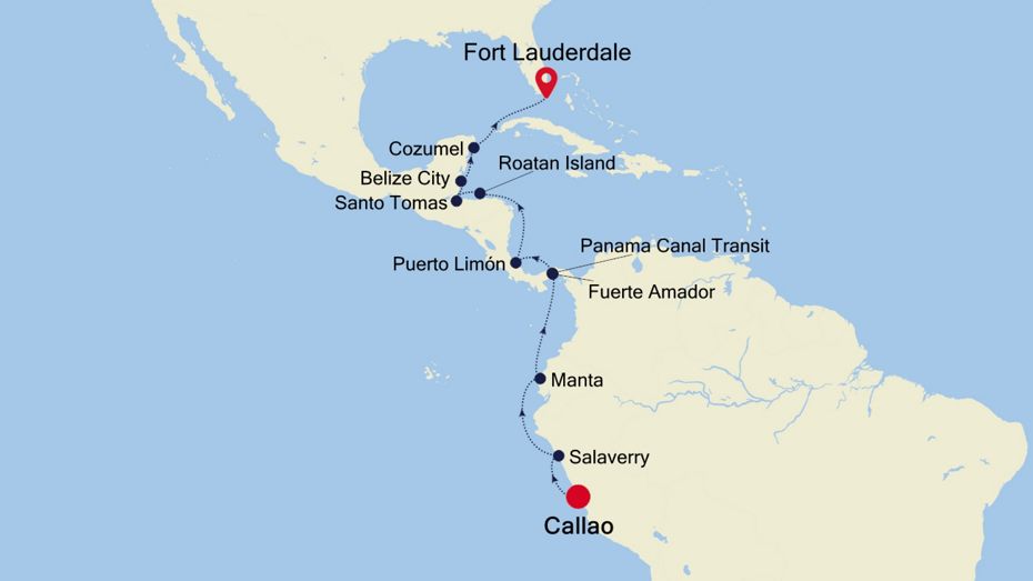 15 Days | Callao To Fort Lauderdale Callao To Fort Lauderdale Map